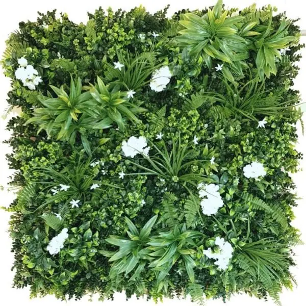 Green panle with added white flowers